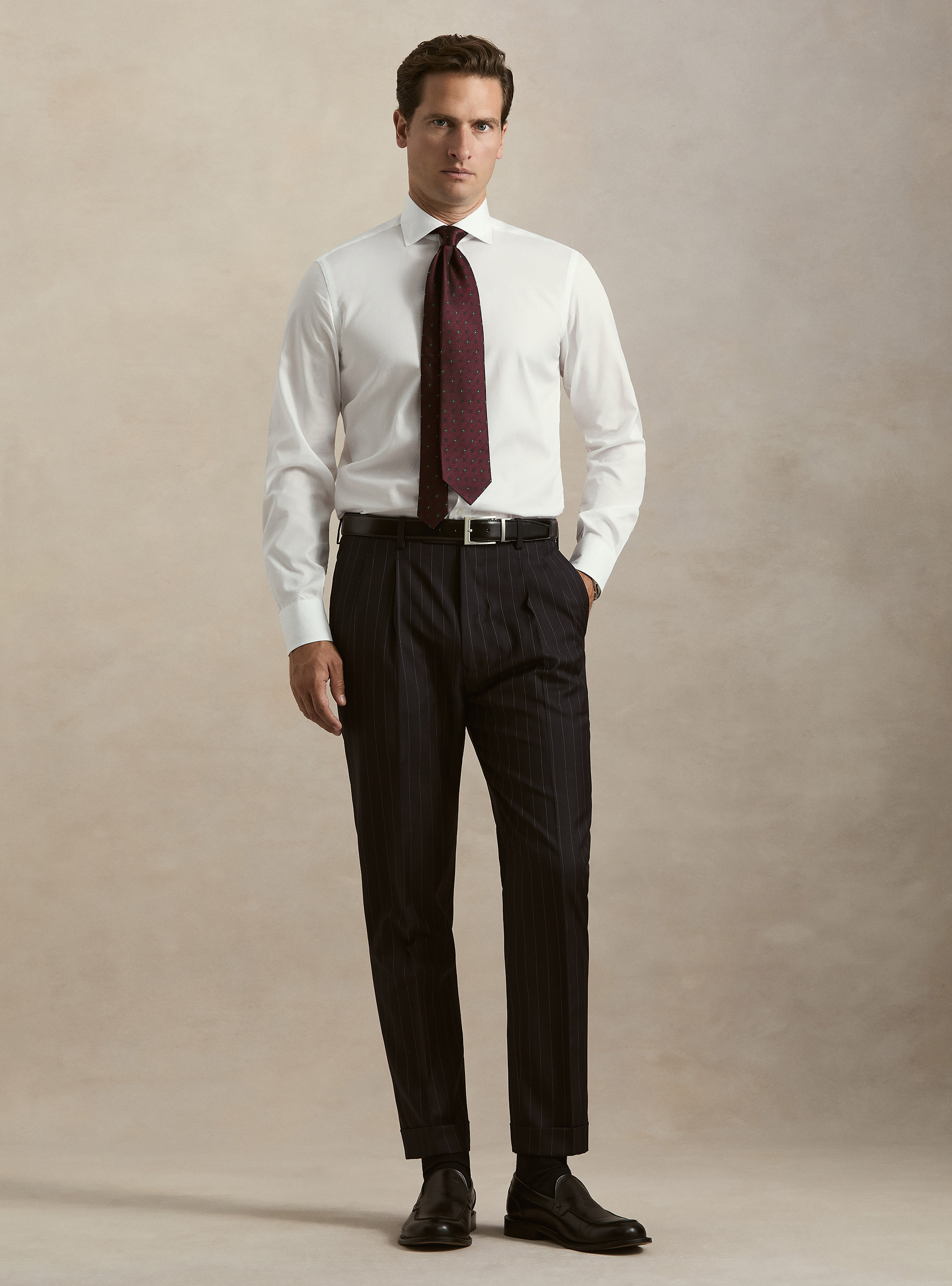 Camicia in cotone fil a fil, BIANCO
