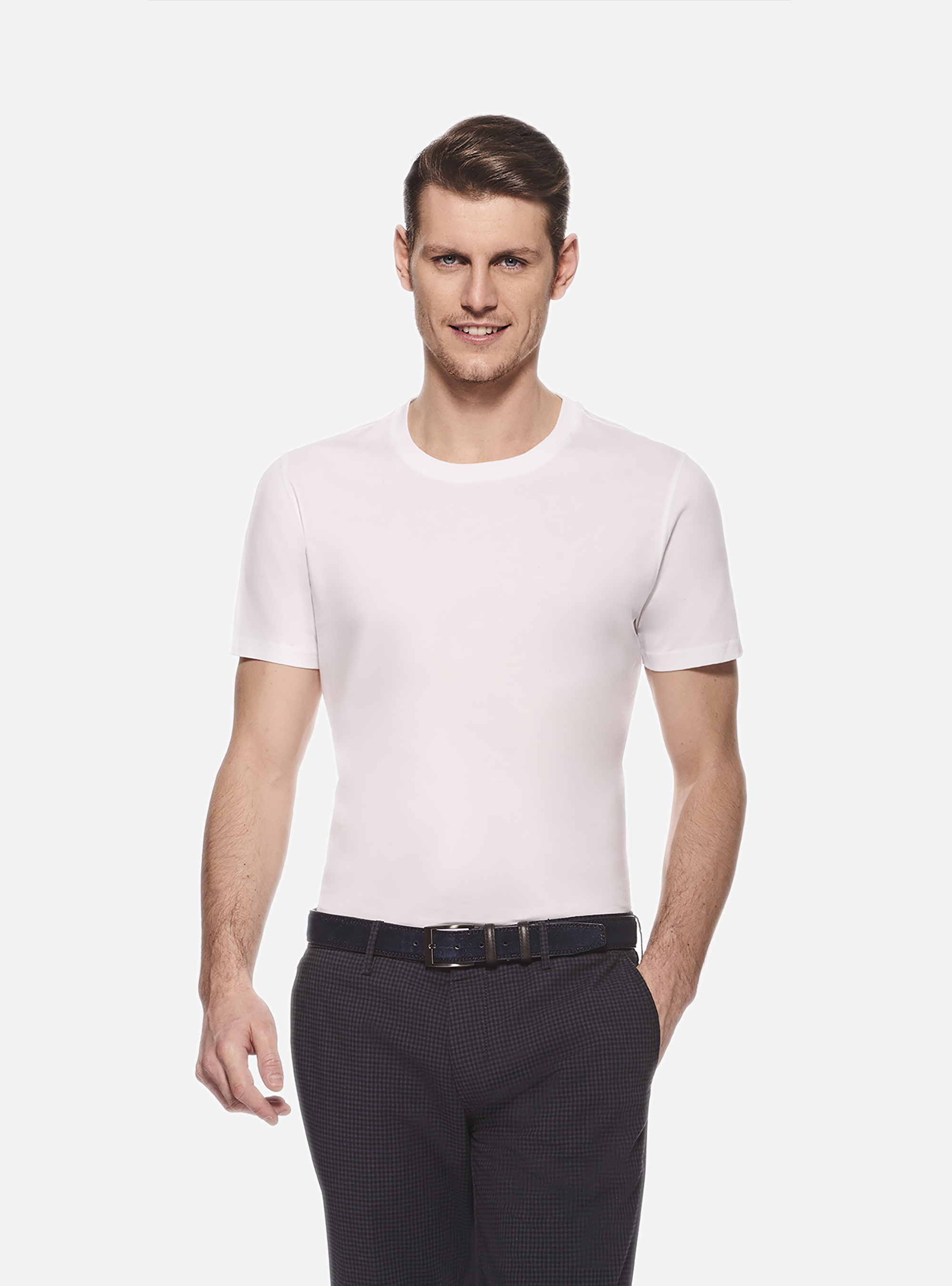 Tshirt mezza manica in jersey di cotone, BIANCO